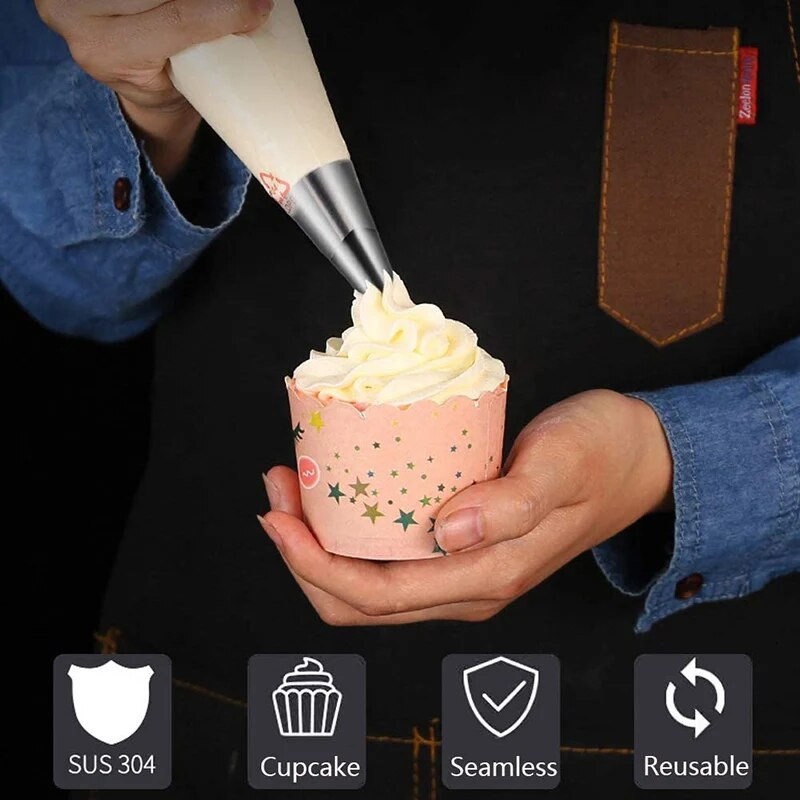 Kondiitritoodete düüside komplekt, suur 2D/1M/2F roostevabast terasest jääkoore torude otsad Socket kondiitritoodete koogikeste koogi kaunistamise tööriist