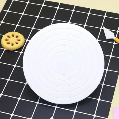 „Pasidaryk pats“ tortų sukamasis stalas, mini plastikinis „fondant“ torto pasukamasis stalas, besisukantis platforma, apvali sausainių stovas, besisukantis namų virtuvės įrankiai