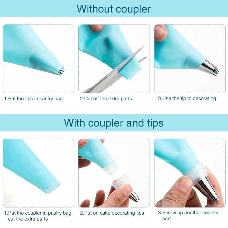 FAIS DU Zdobiace vrecúška a sada trysiek Opakovane použiteľné cukrárske vrecká na polevu s tryskami DIY Pečiace potreby na zdobenie tort Nástroje