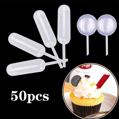 50 db eldobható pipetta sütemény tortadíszekhez Hordozható kinyomó csepegtető 4 ml Cupcake fagylalt transzfer cukrászda