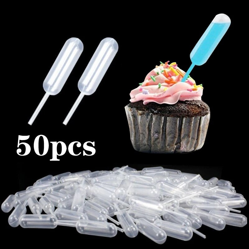 50 gab. vienreizējās lietošanas pipetes konditorejas izstrādājumu dekorēšanai, pārnēsājams pilinātājs, 4 ml cupcake saldējuma pārnešanas konditoreja