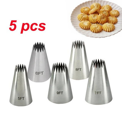 5FT/6FT/ 7FT/ 8FT/ 9FT Κρέμα από ανοξείδωτο ατσάλι Cupcake Ακροφύσια ζαχαροπλαστικής κέικ Διακόσμηση γλάσου Συμβουλές σωλήνων ψησίματος