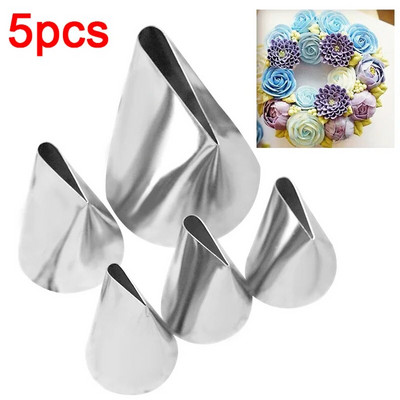5 tk/komplekt Suured roosi kroonlehed Glasuuritoru otsikud Kookide kaunistamiseks saia näpunäidete komplektid Fondant Cake Tools #124 #125 #126 #127 #128