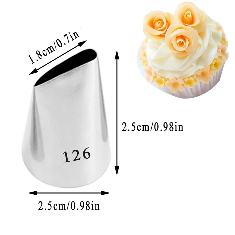 5 tk/komplekt Suured roosi kroonlehed Glasuuritoru otsikud Kookide kaunistamiseks saia näpunäidete komplektid Fondant Cake Tools #124 #125 #126 #127 #128