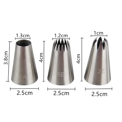 3 tk/komplekti glasuurtoru kondiitritoodete otsiku otsad sidur Kreemikoogi kaunistamine roostevabast terasest otsikud DIY koogiküpsetustööriistad