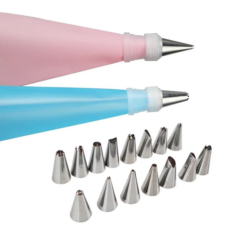 18 ΤΕΜ/ΣΕΤ Κρέμα ζαχαροπλαστικής σιλικόνης DIY σιλικόνης + 16 τεμ.