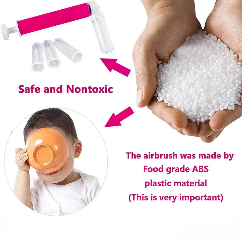 Manuaalne kookide õhupintsel küpsetuskoogi kaunistamiseks Airbrush pumba värvimispihustuspüstol 4 tk toruga Köögi koogi kaunistamise komplekt아크릴