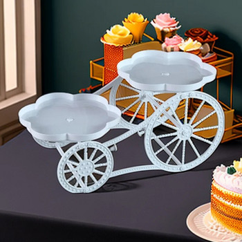 1 комплект двуслойна поставка за десертна торта Декоративна, десертна чиния с плодове, подходяща за сватба, рожден ден, всекидневна
