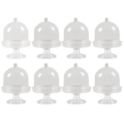 10 vnt Mini keksiukų stovo lėkštės su dangteliu skaidraus plastiko saldainių vitrinos Gimtadienio vakarėlio vestuvių papuošalai Kalėdų reikmenys