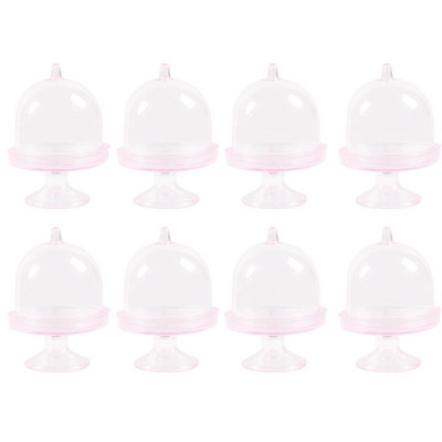 10 vnt Mini keksiukų stovo lėkštės su dangteliu skaidraus plastiko saldainių vitrinos Gimtadienio vakarėlio vestuvių papuošalai Kalėdų reikmenys