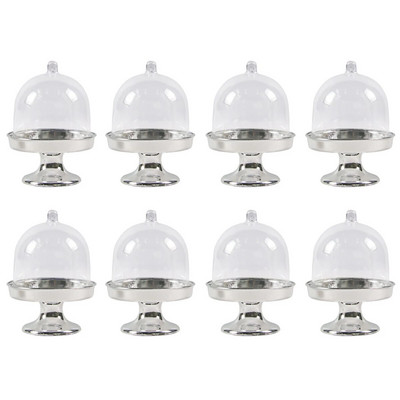 10 vnt Mini keksiukų stovo lėkštės su dangteliu skaidraus plastiko saldainių vitrinos Gimtadienio vakarėlio vestuvių papuošalai Kalėdų reikmenys