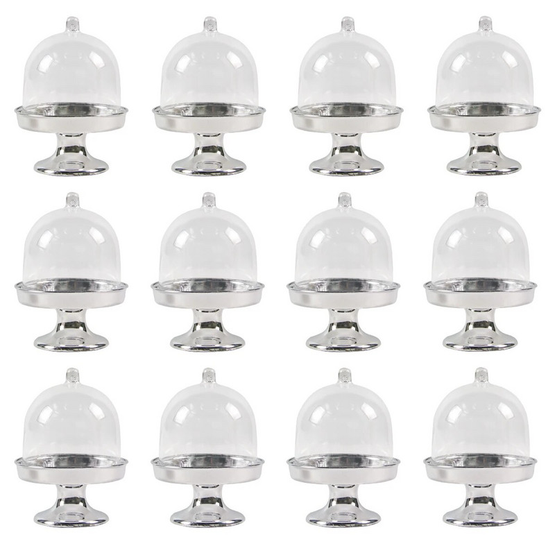 10 vnt Mini keksiukų stovo lėkštės su dangteliu skaidraus plastiko saldainių vitrinos Gimtadienio vakarėlio vestuvių papuošalai Kalėdų reikmenys