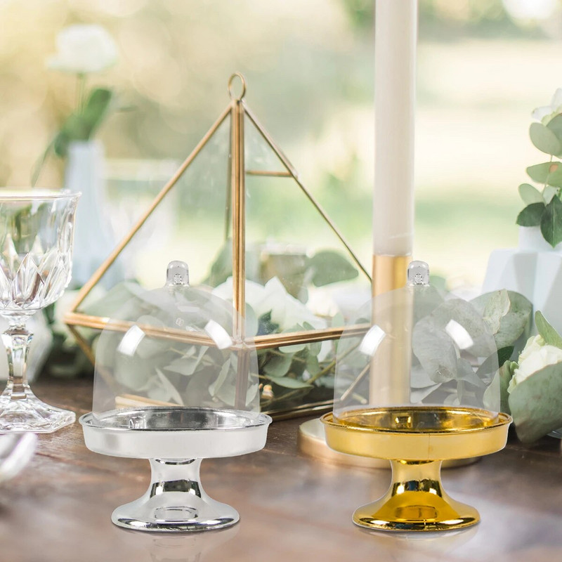 10 vnt Mini keksiukų stovo lėkštės su dangteliu skaidraus plastiko saldainių vitrinos Gimtadienio vakarėlio vestuvių papuošalai Kalėdų reikmenys