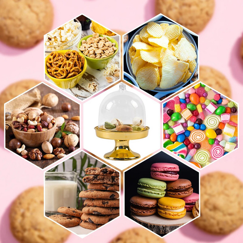 10 vnt Mini keksiukų stovo lėkštės su dangteliu skaidraus plastiko saldainių vitrinos Gimtadienio vakarėlio vestuvių papuošalai Kalėdų reikmenys