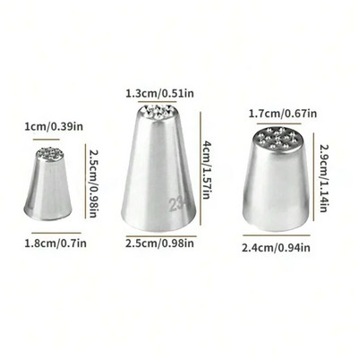 3 kõrrekreemiga jäätustoru otsikute komplekt, roostevabast terasest glasuuritoru otsikud isetehtud koogikaunistamise näpunäited köögi küpsetusnõud