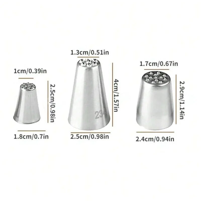 3 kõrrekreemiga jäätustoru otsikute komplekt, roostevabast terasest glasuuritoru otsikud isetehtud koogikaunistamise näpunäited köögi küpsetusnõud