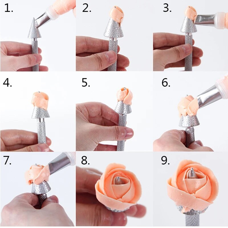 Roostevabast terasest pulgad koonusehoidja kook Toruvarras Jääkreem Lilled Roosid Kookide kaunistamiseks Tööriistad Küpsetuskondiitritooted