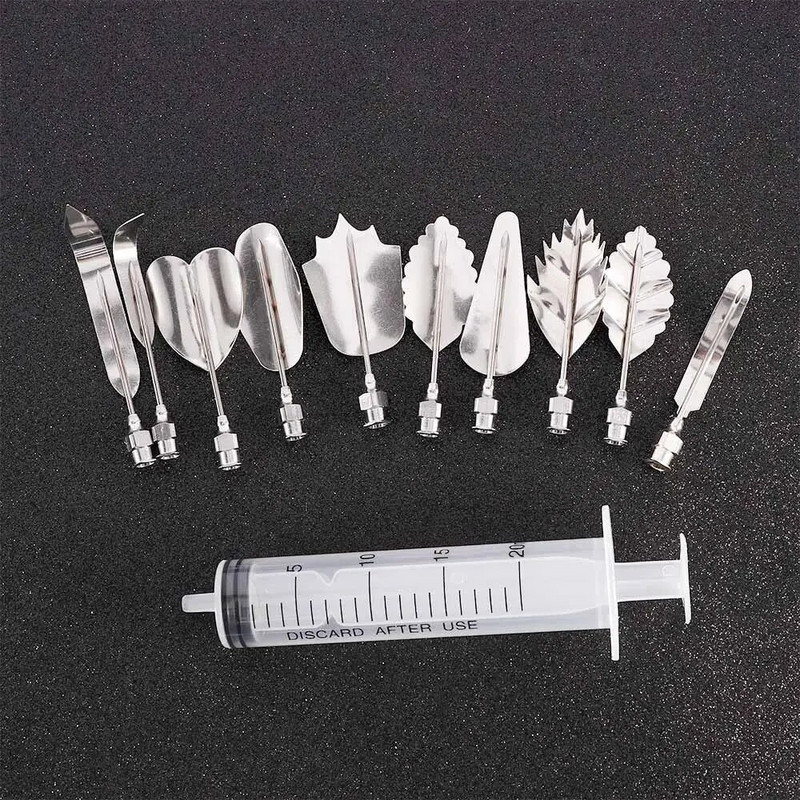 3D roostevabast terasest želatiin-želatiin fondant süstla nõela otsiku tööriist kooki kaunistuse kunsti otsikuga koogi tööriist