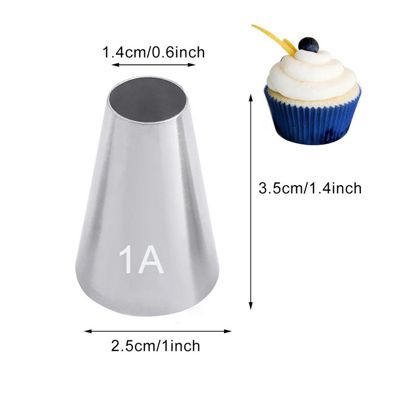 1 ΤΕΜ. Μεγάλου μεγέθους στρογγυλά μεταλλικά αξεσουάρ και εργαλεία ψησίματος από ανοξείδωτο χάλυβα Ακροφύσιο γλάσου Ακροφύσιο ζαχαροπλαστικής Εργαλεία ψησίματος #1Α