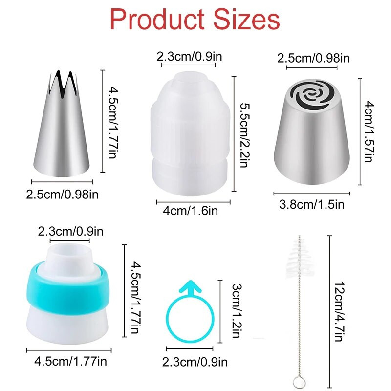 14 ks Sada trysiek na pečivo Malé nerezové pečivo Na pečenie Polevu Tipy na potrubie Zásuvka Cukrárske Cupcake Zdobenie tort Nástroje