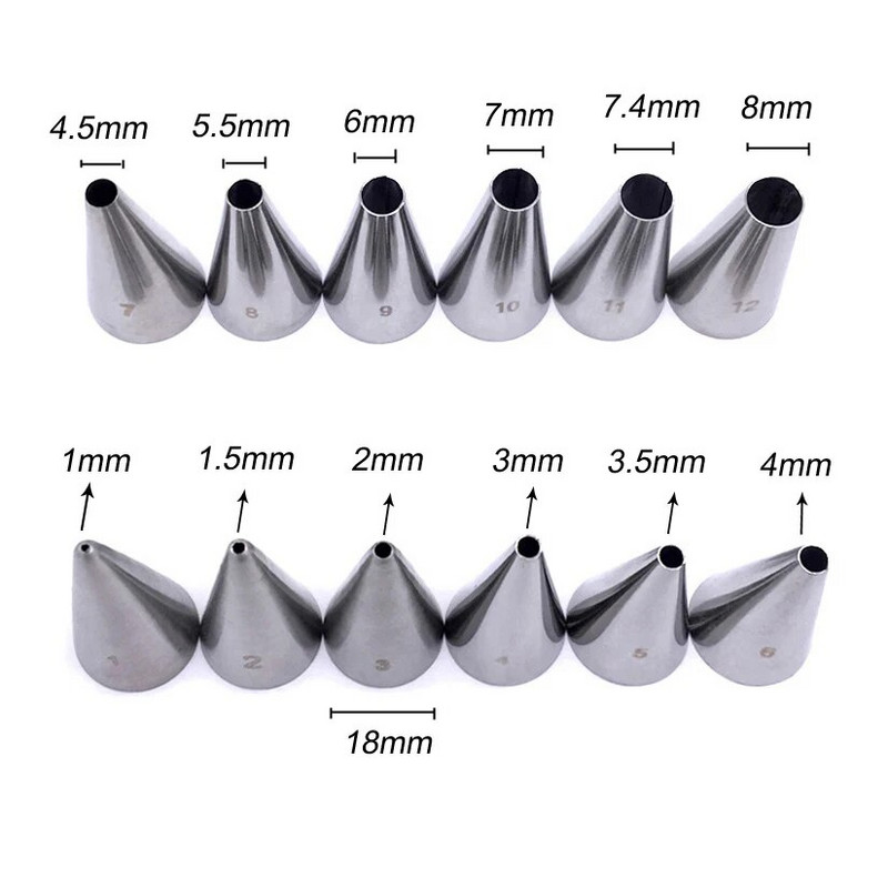 Väikesed ümmargused näpunäited Kreemi koogikeste kondiitritoodete otsikud Fondant koogi kaunistamine Glasuuri torustiku näpunäited Küpsetustööriistad