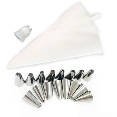 18 ks trysky na potrubie, TPU potrubné vrecko, konvertor trysky na krém, sada trysiek na dojenie, príslušenstvo na pečivo a pekárne, sada akrylových diskov na torty