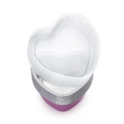 10 szett 100 ml-es alumínium fólia tortaforma szív alakú cupcake csésze fedővel, lapos tepsi anyák napi esküvői születésnapra