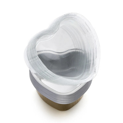 10 szett 100 ml-es alumínium fólia tortaforma szív alakú cupcake csésze fedővel, lapos tepsi anyák napi esküvői születésnapra