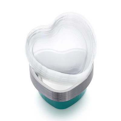 10 szett 100 ml-es alumínium fólia tortaforma szív alakú cupcake csésze fedővel, lapos tepsi anyák napi esküvői születésnapra