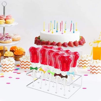 Βάση 15 Hole Cake Lollipop Display Stand Acrylic Clear Durable Candy για επιδόρπιο γενεθλίων σε πάρτι γάμου