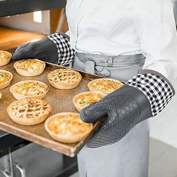 Ръкавици за единична фурна Силиконови ръкавици, устойчиви на висока температура против изгаряне и нехлъзгащи се кухненски инструменти за печене на десерти в микровълнова