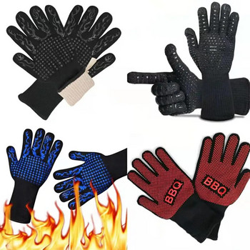 Πυκνωμένα γάντια μπάρμπεκιου Γάντια φούρνου υψηλής θερμοκρασίας 500 800 μοιρών πυράντοχα μπάρμπεκιου με μόνωση θερμότητας γάντια μικροκυμάτων