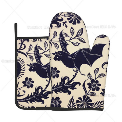 Halloweeni nahkhiirte lilledega ahjukindad ja potihoidjad Kuumakindlad ja libisemiskindlad köögiahjukindad grillimiseks grillimiseks