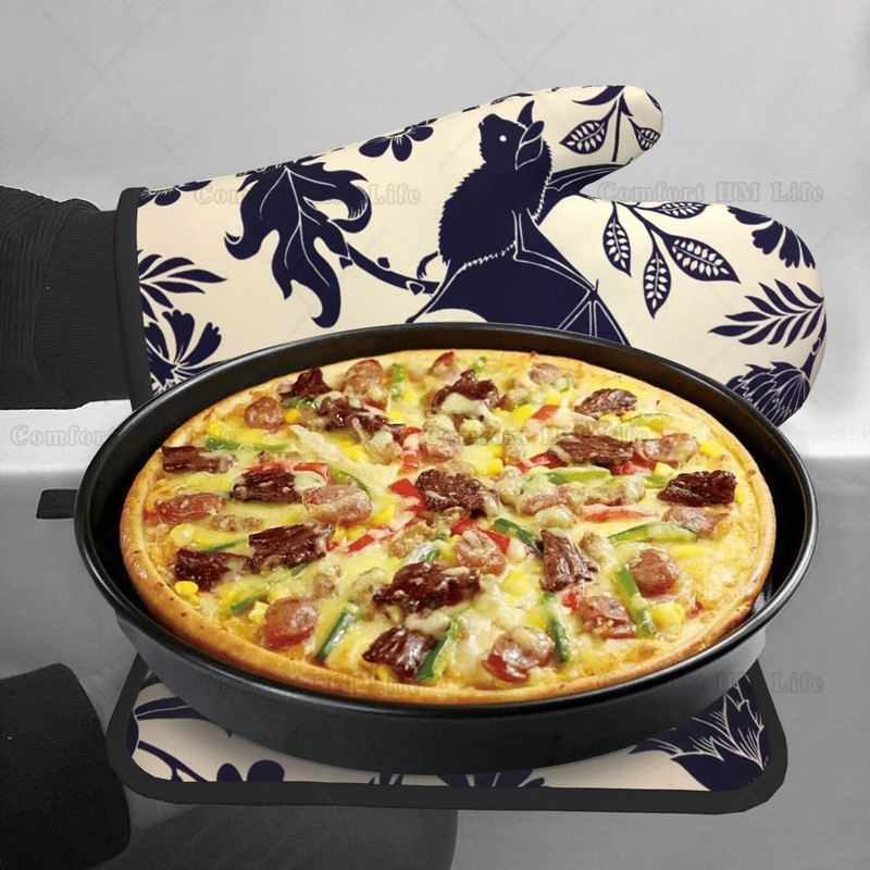 Halloweeni nahkhiirte lilledega ahjukindad ja potihoidjad Kuumakindlad ja libisemiskindlad köögiahjukindad grillimiseks grillimiseks