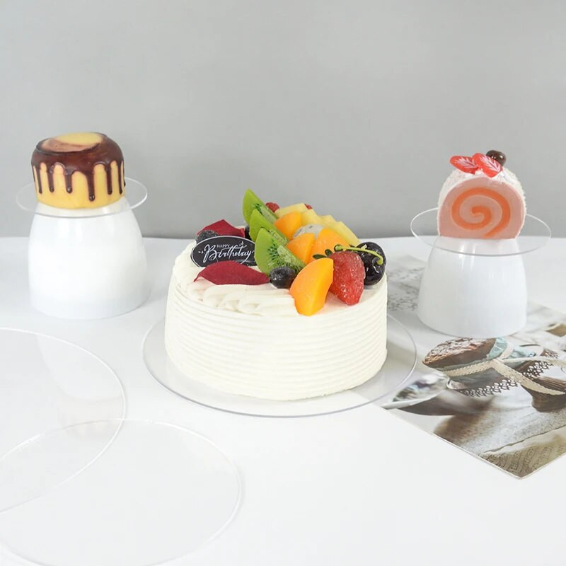 1/2/5 tk 10/15/20/25 cm akrüülist läbipaistvad ümmargused koogikettad Ring koogikaunistustarvikute jaoks Peo-tassikoogi magustoidualus Koogitööriistad