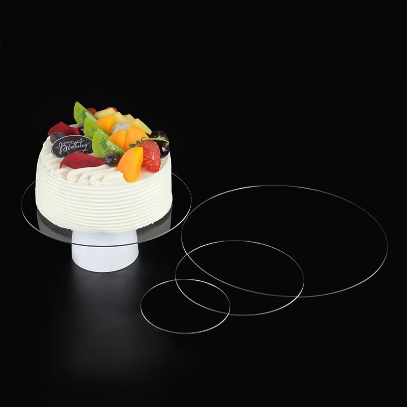 1/2/5 tk 10/15/20/25 cm akrüülist läbipaistvad ümmargused koogikettad Ring koogikaunistustarvikute jaoks Peo-tassikoogi magustoidualus Koogitööriistad