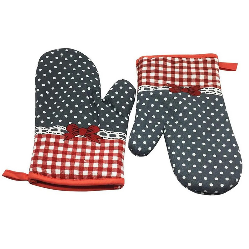 Kuchynské varenie Bavlnené rukavice do mikrovlnnej rúry Mits Podložka na hrniec Tepelne chránené béžové dlhé gumené rukavice