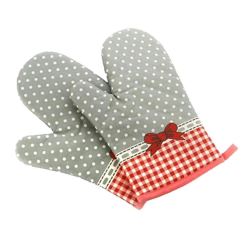Kuchynské varenie Bavlnené rukavice do mikrovlnnej rúry Mits Podložka na hrniec Tepelne chránené béžové dlhé gumené rukavice
