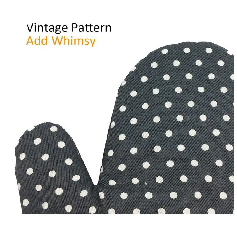 Kuchynské varenie Bavlnené rukavice do mikrovlnnej rúry Mits Podložka na hrniec Tepelne chránené béžové dlhé gumené rukavice