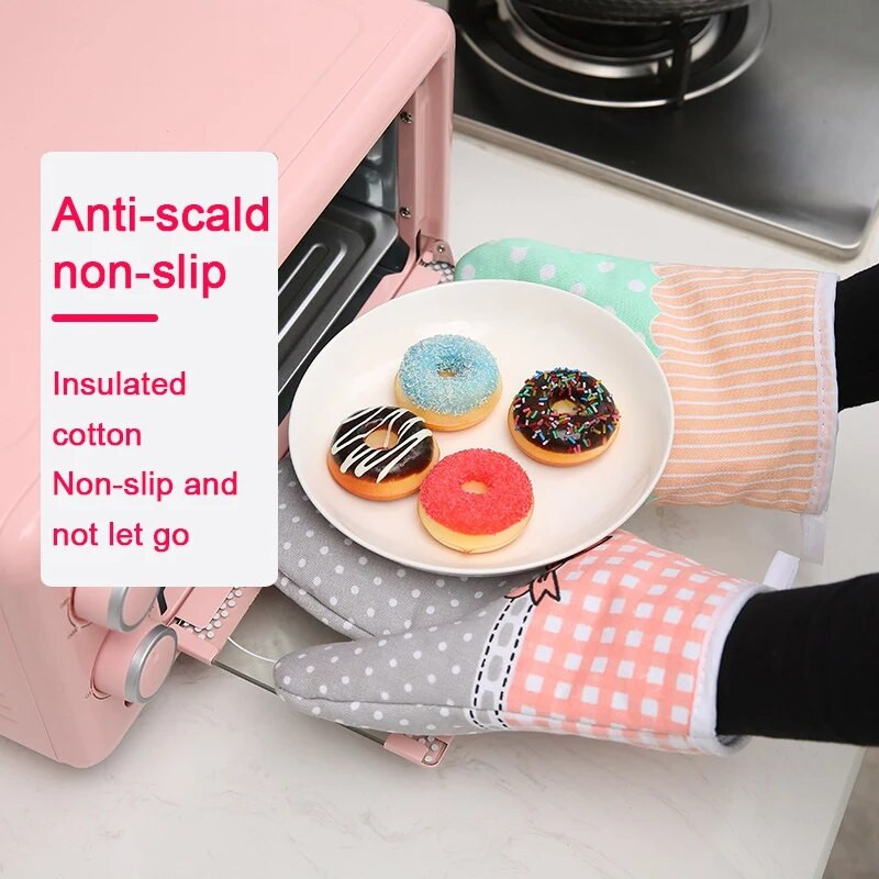 Apsaugos nuo nuplikimo mikrobangų medvilninės pirštinės sutirštintos karščiui atsparios virtuvės orkaitės izoliacinės pirštinės Vienos virtuvės kepimo įrankiai