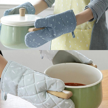 1 чифт ръкавици за микровълнова фурна Преносими противоплъзгащи висящи топлоустойчиви домакински кухненски готварски ръкавици Син