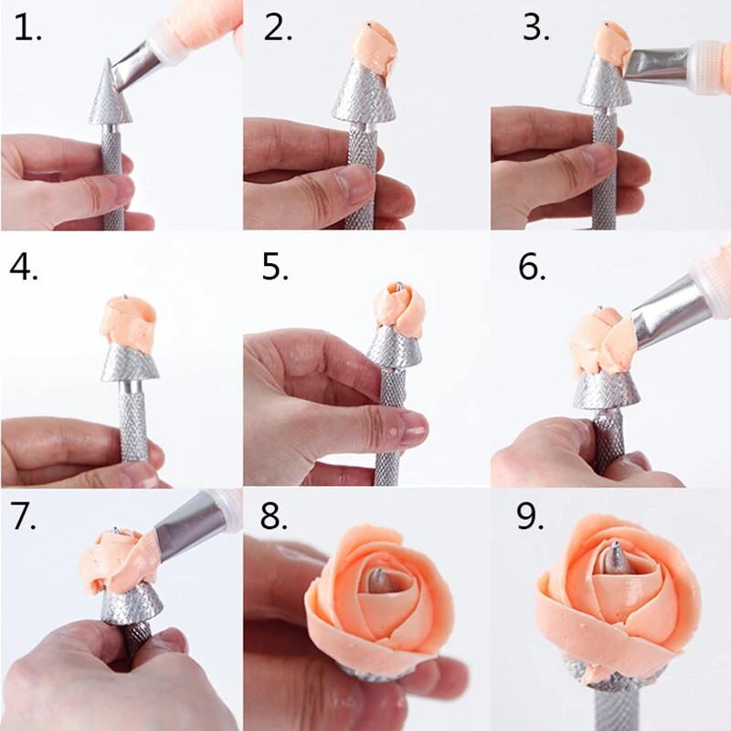 Köök kleepuvad riisiroosid lillehoidja Dekoratsioon kondiitripulgad Küpsetuskoonus Kreem Tööriistad Torustik kook alumiiniumsulamist varras