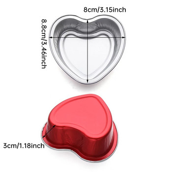 10 Σετ 100 ml φύλλο αλουμινίου σε σχήμα καρδιάς για κέικ Cupcake Cup με καπάκια Bakeware Cup πουτίγκα Εργαλεία κέικ Εργαλεία κουζίνας
