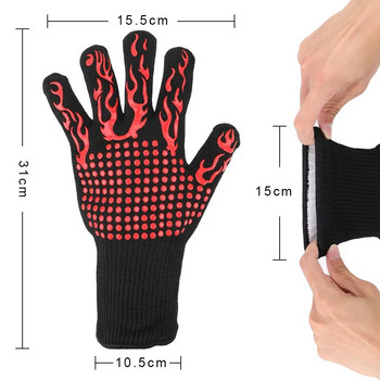 1PC ръкавици за микровълнова фурна 300-500 по Целзий огнеупорни ръкавици за барбекю, огнеупорни, екстремно топлоустойчиви, неплъзгащи се, огнезабавящи съдове за печене