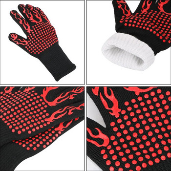 1PC ръкавици за микровълнова фурна 300-500 по Целзий огнеупорни ръкавици за барбекю, огнеупорни, екстремно топлоустойчиви, неплъзгащи се, огнезабавящи съдове за печене