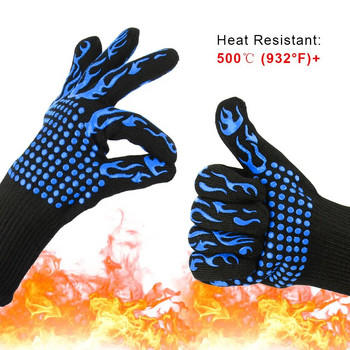 1 τμχ Γάντια φούρνου μικροκυμάτων 300-500 Κελσίου Γάντια BBQ Fireproof Εξαιρετικά ανθεκτικά στη θερμότητα, αντιολισθητικά, επιβραδυντικά φλόγας
