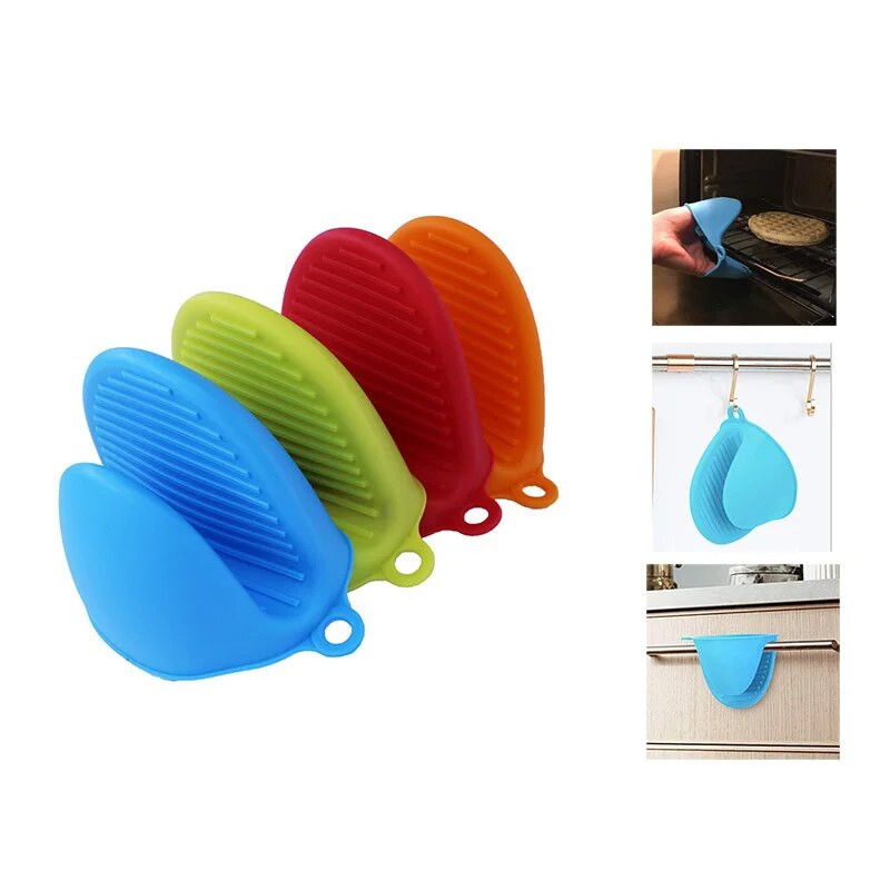 2db Mini szilikon hőálló szigetelő tapadásmentes csúszásgátló mikrohullámú kesztyűk edénytartó sütőkesztyű