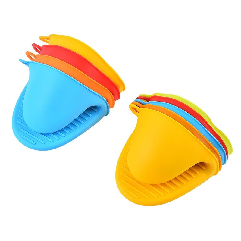 2db Mini szilikon hőálló szigetelő tapadásmentes csúszásgátló mikrohullámú kesztyűk edénytartó sütőkesztyű