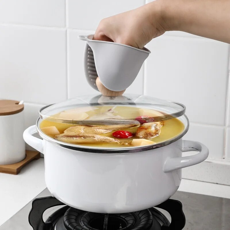 2db Mini szilikon hőálló szigetelő tapadásmentes csúszásgátló mikrohullámú kesztyűk edénytartó sütőkesztyű