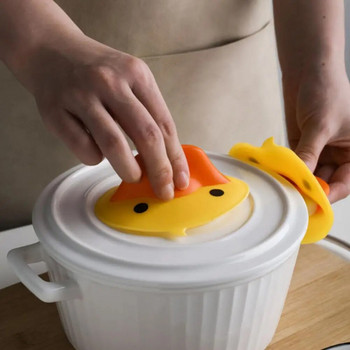 2τμχ Γάντια σιλικόνης κατά του εγκαυμάτων Μικρή κίτρινη πάπια Cartoon BBQ Θερμομόνωση Γάντια Φούρνου Potholder Γάντια Αξεσουάρ κουζίνας